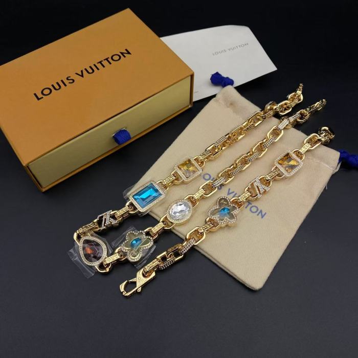 Gemstone with diamond bracelet necklace