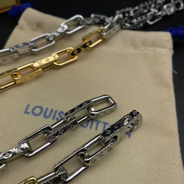 Gold and silver double bracelet necklace