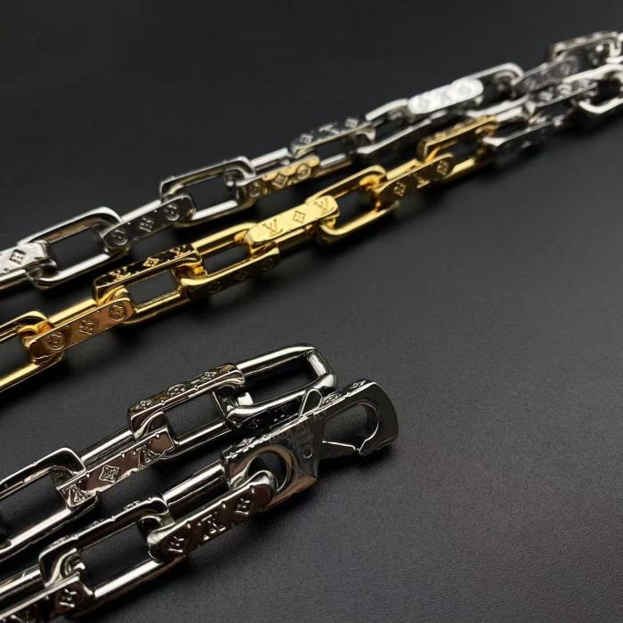 Gold and silver double bracelet necklace