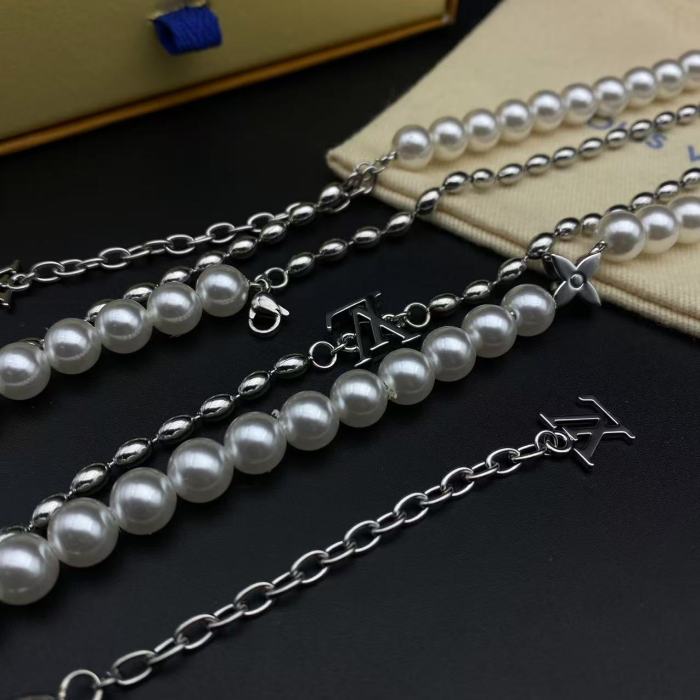 Round bead logo bracelet necklace