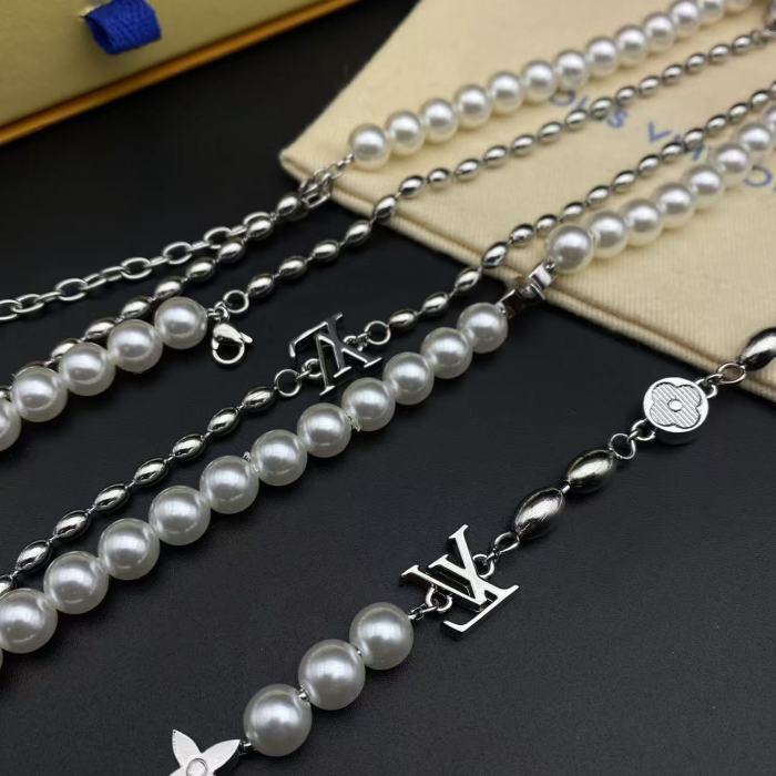 Round bead logo bracelet necklace