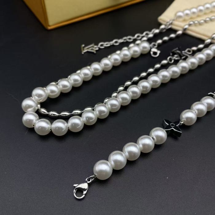 Round bead logo bracelet necklace