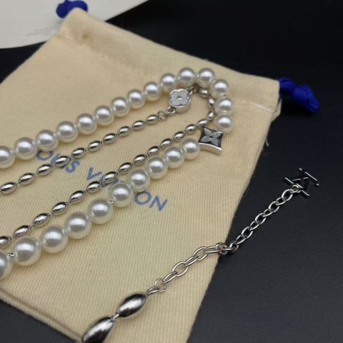 Round bead logo bracelet necklace