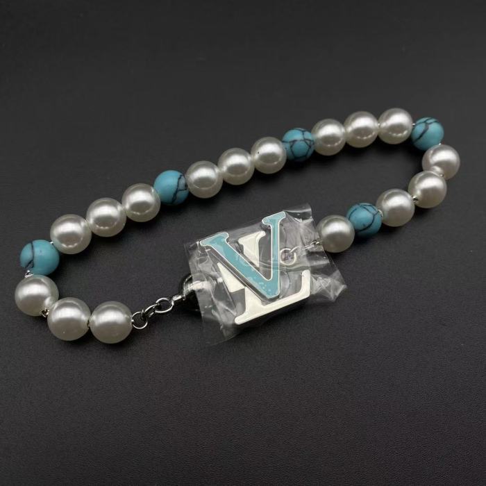 Pearl blue logo bracelet necklace