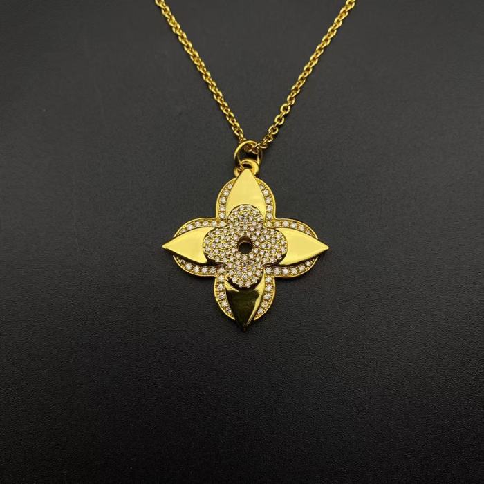 Small flower logo style necklace earrings