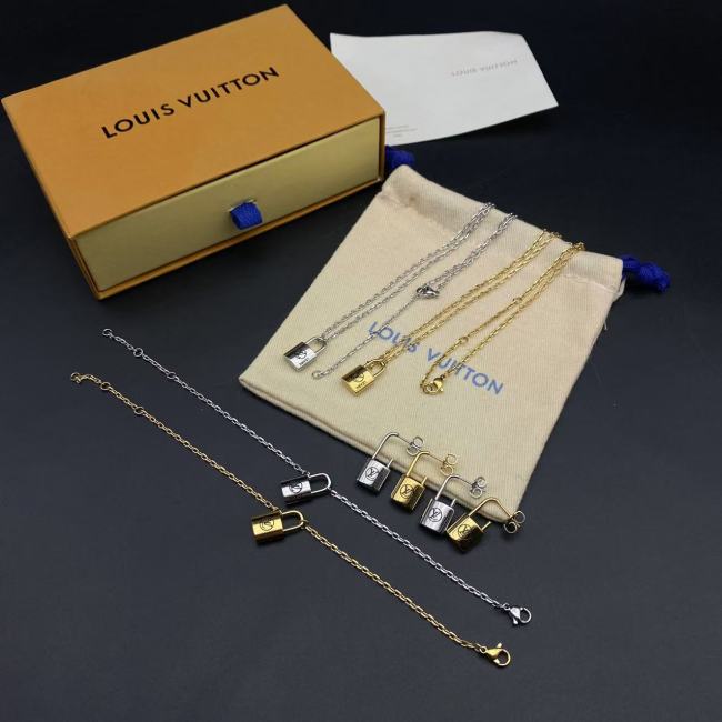 Lock style bracelet necklace earrings