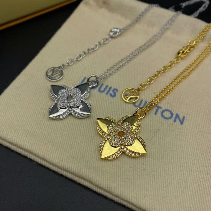 Small flower logo style necklace earrings