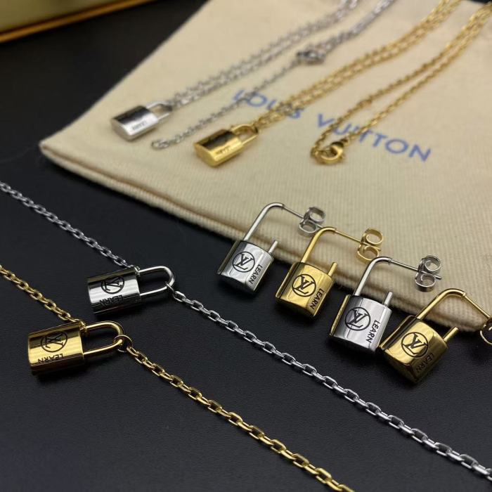 Lock style bracelet necklace earrings