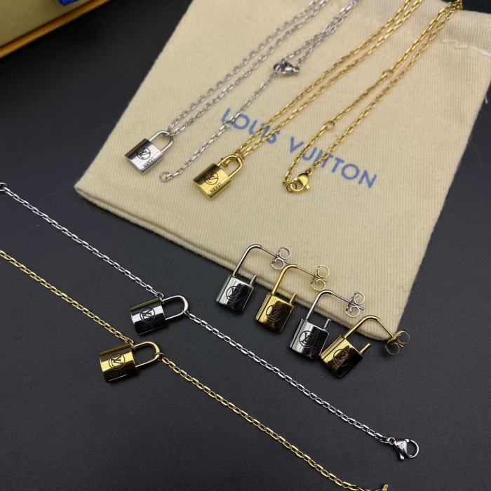 Lock style bracelet necklace earrings