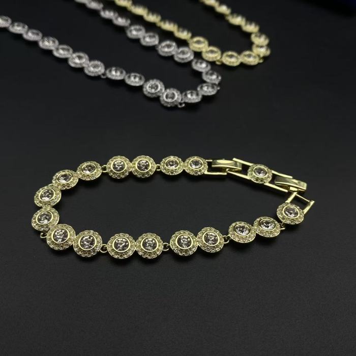 Round diamond bracelet necklace