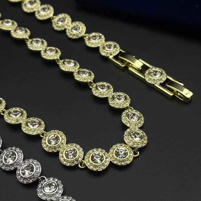 Round diamond bracelet necklace