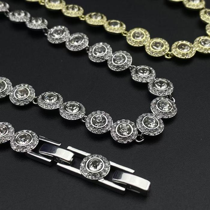 Round diamond bracelet necklace