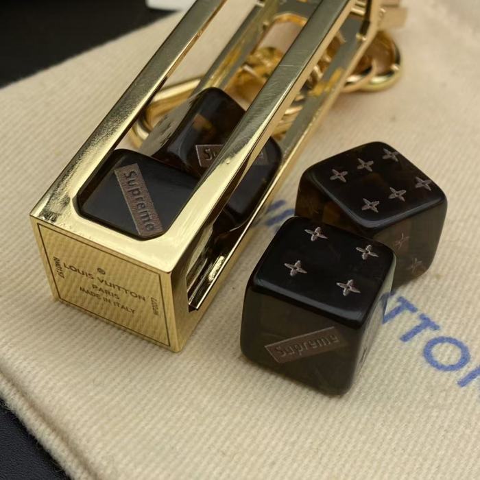 Black co branded dice keychain