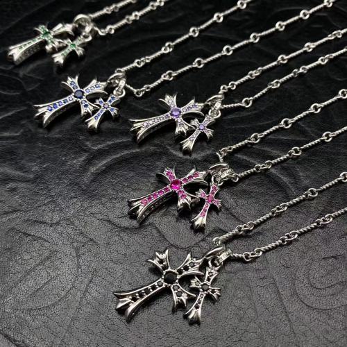 Platinum plated double pendant necklace