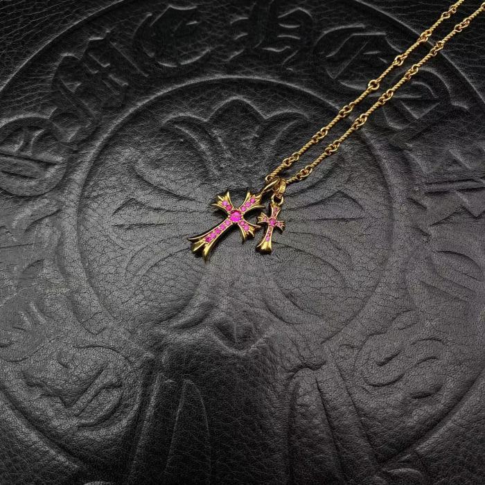 Gold plated double pendant necklace