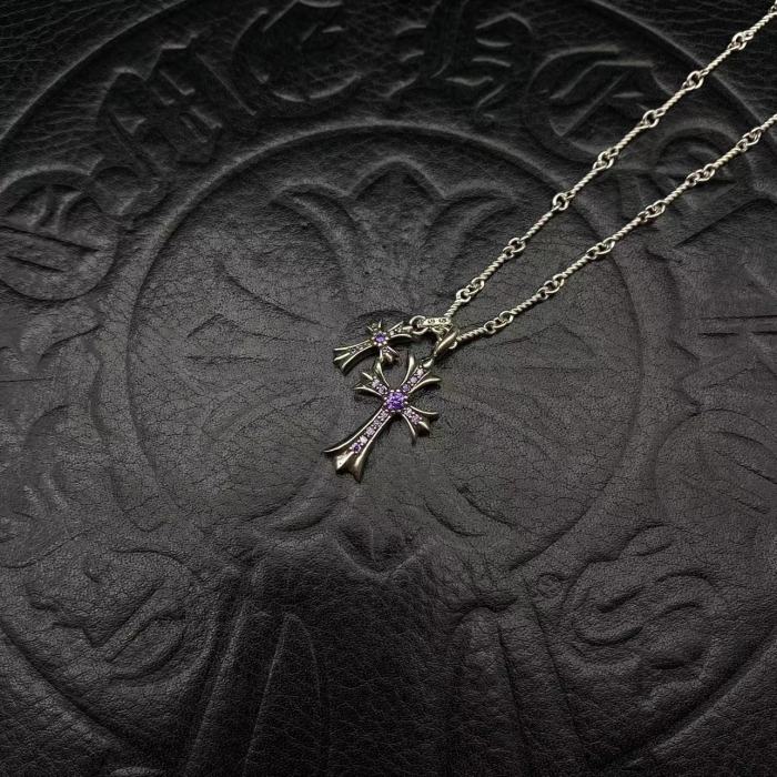 Double pendant necklace with diamonds