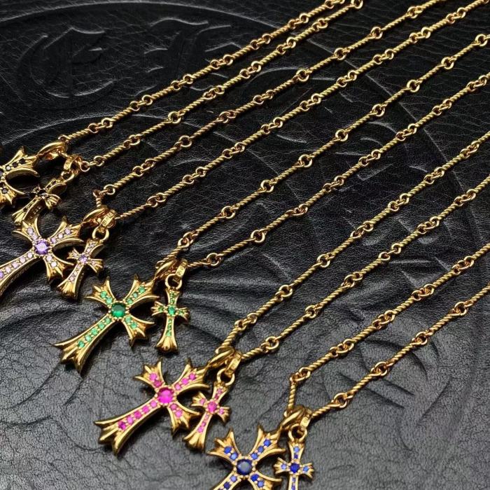 Gold plated double pendant necklace