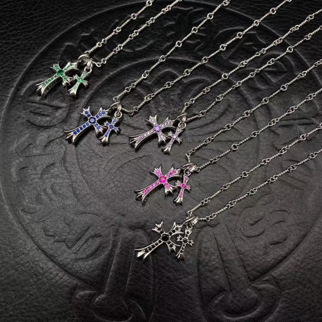 Platinum plated double pendant necklace