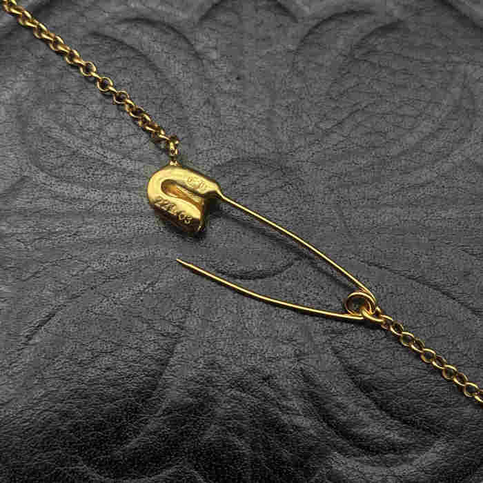 Gold plated pin necklace