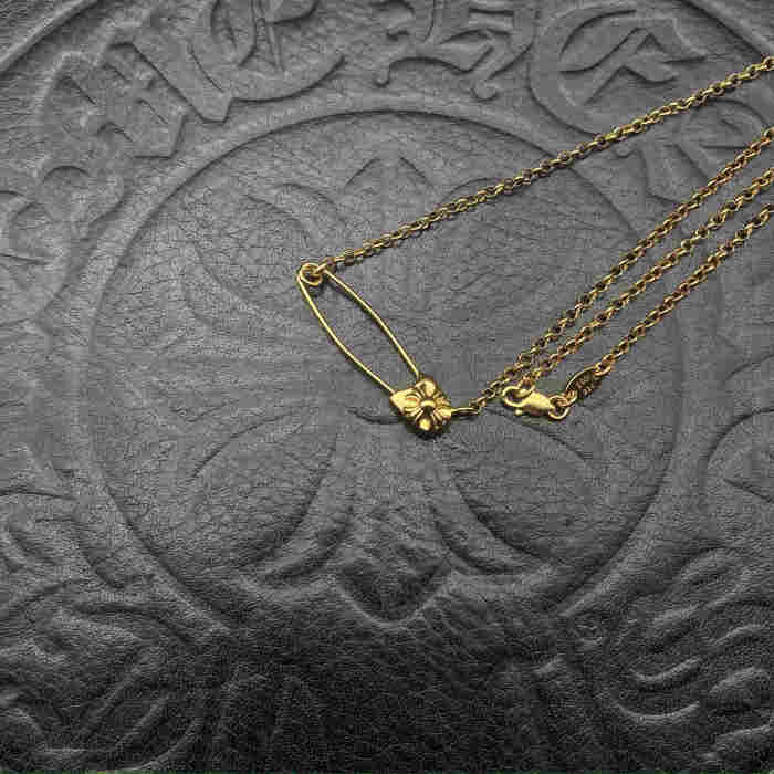 Gold plated pin necklace