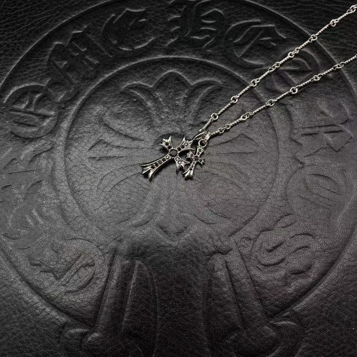 Platinum plated double pendant necklace