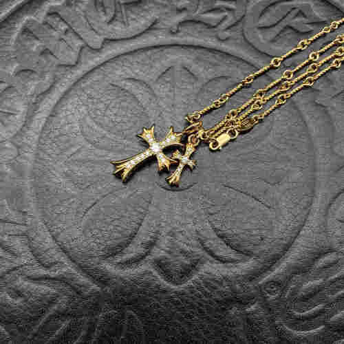 Gold plated double pendant necklace