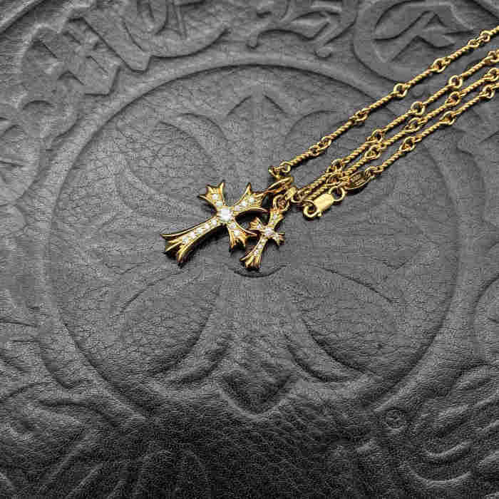 Gold plated double pendant necklace