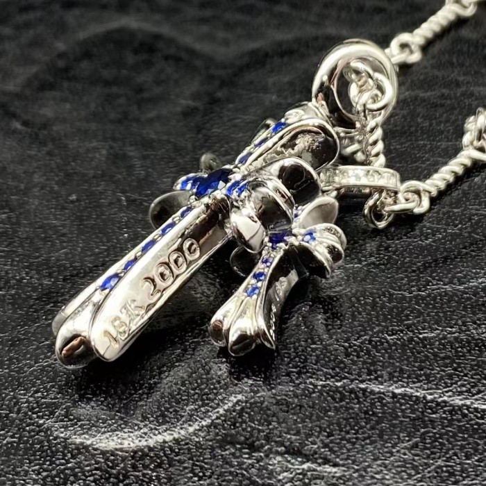 Platinum plated double pendant necklace