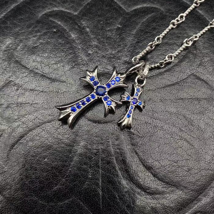 Platinum plated double pendant necklace