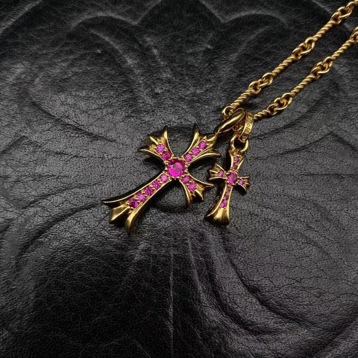 Gold plated double pendant necklace