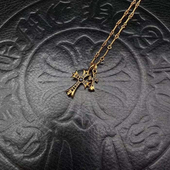 Gold plated double pendant necklace