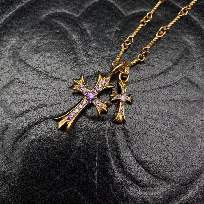 Gold plated double pendant necklace