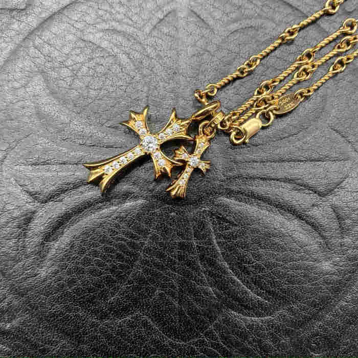 Gold plated double pendant necklace