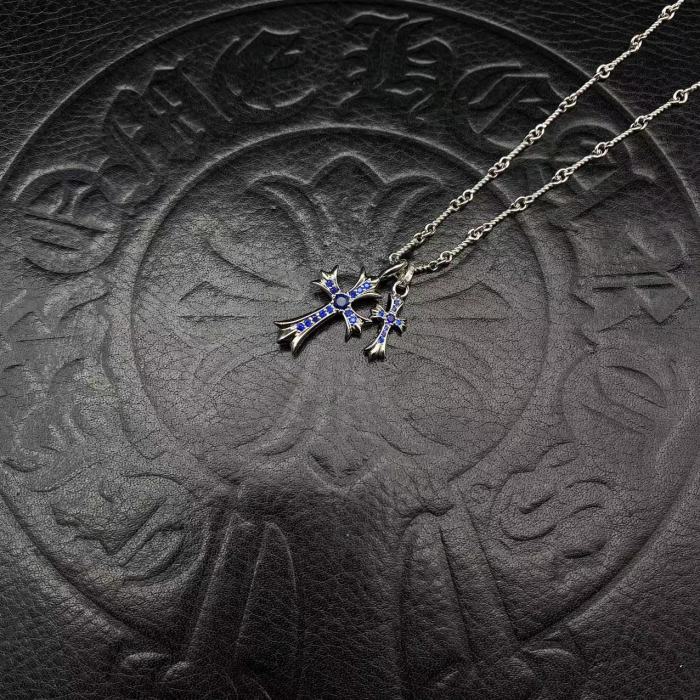 Platinum plated double pendant necklace