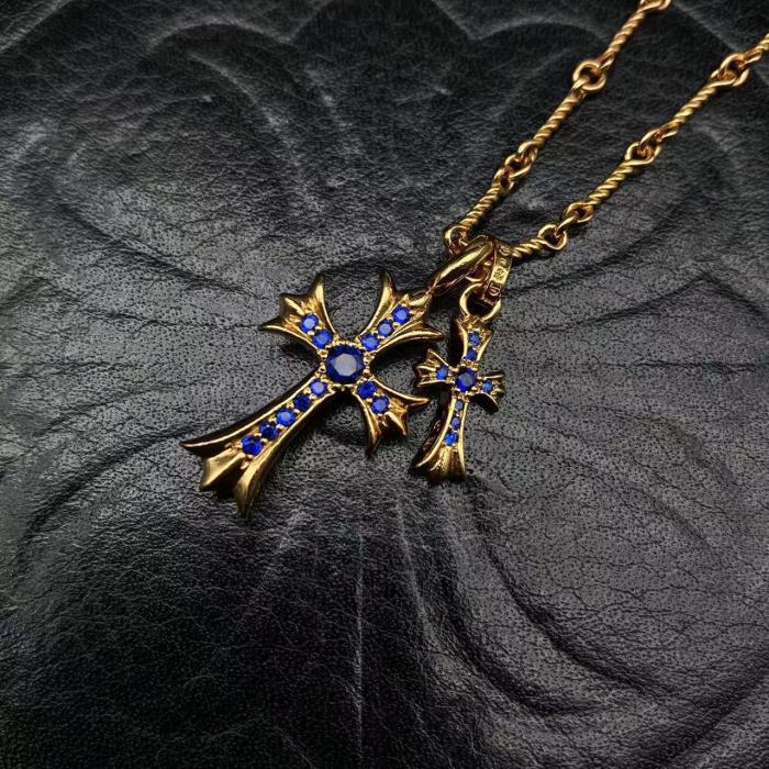 Gold plated double pendant necklace