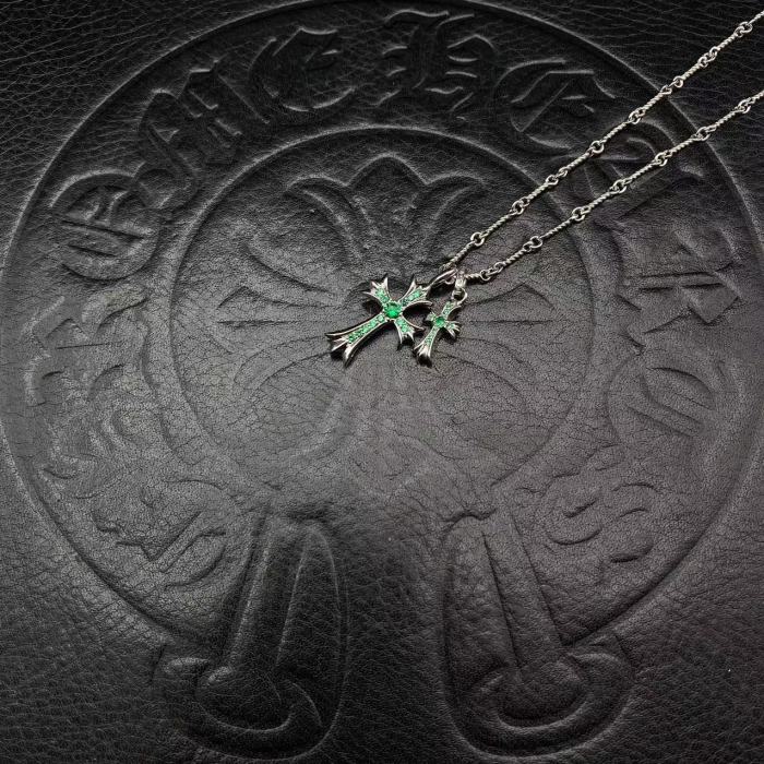 Platinum plated double pendant necklace