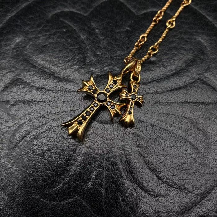 Gold plated double pendant necklace