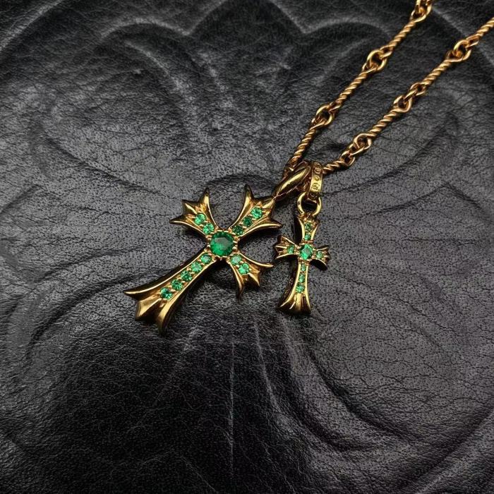 Gold plated double pendant necklace