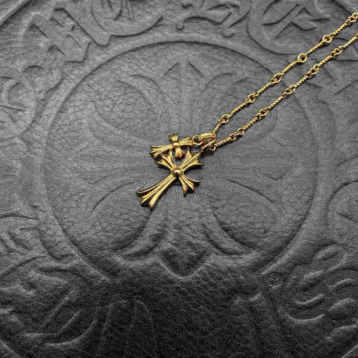 Gold plated double pendant necklace