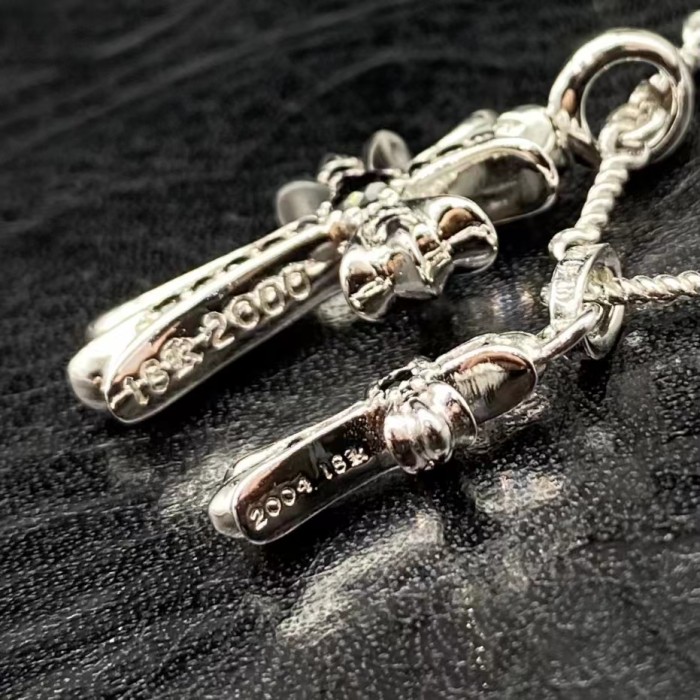 Platinum plated double pendant necklace