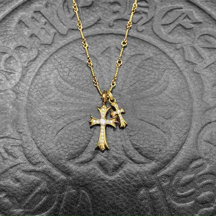 Gold plated double pendant necklace