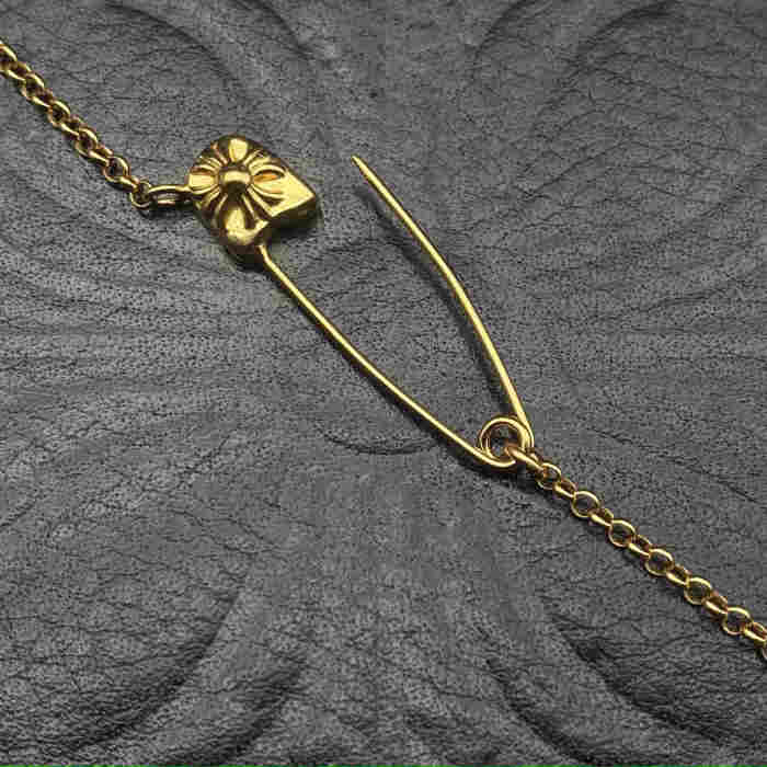Gold plated pin necklace