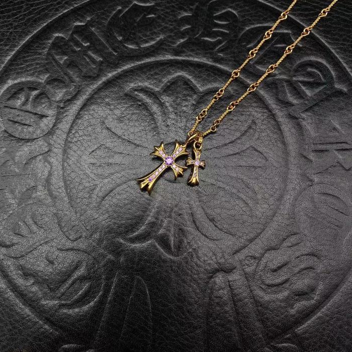 Gold plated double pendant necklace