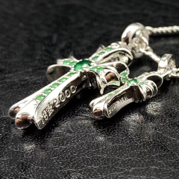 Platinum plated double pendant necklace