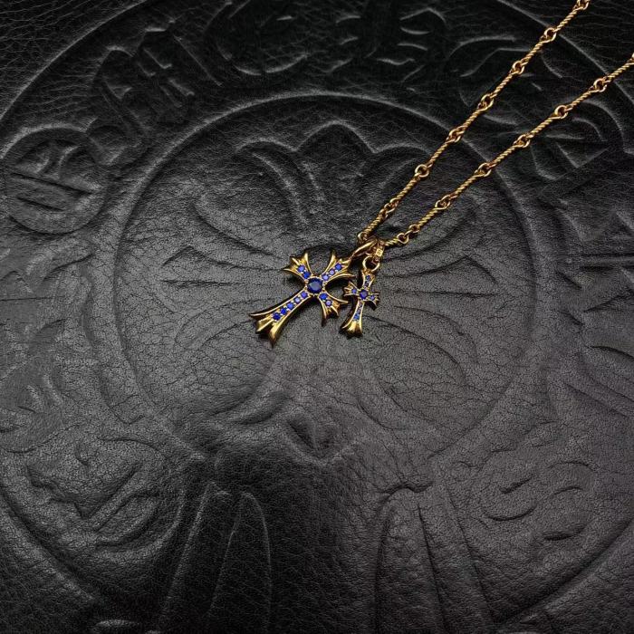 Gold plated double pendant necklace