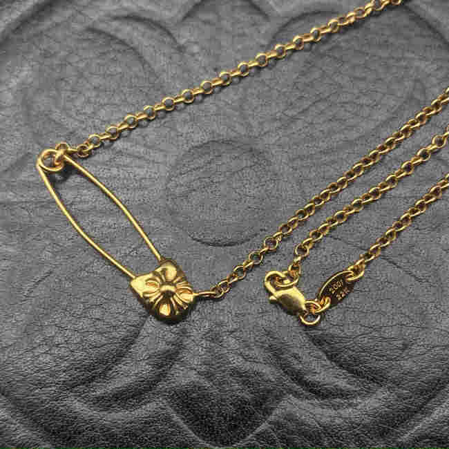 Gold plated pin necklace