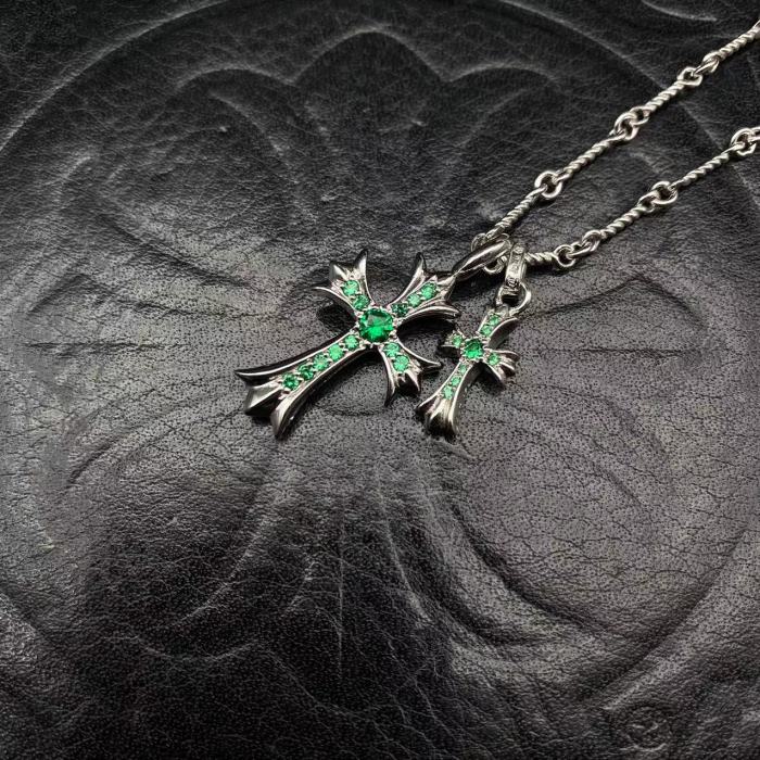 Platinum plated double pendant necklace