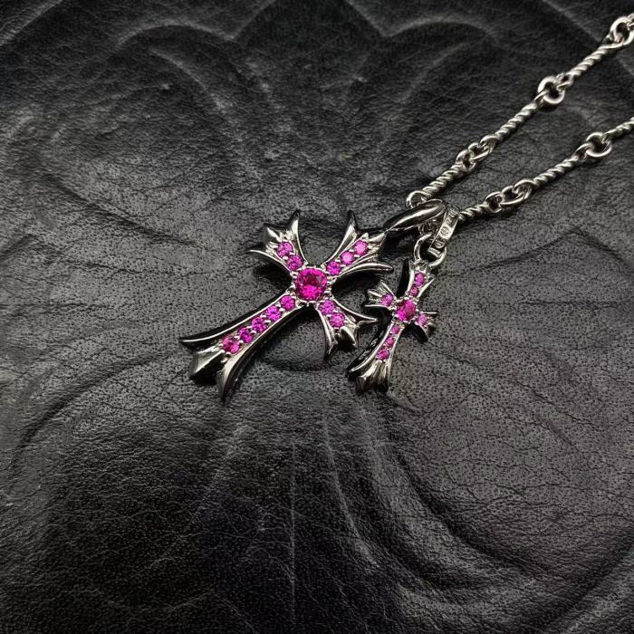 Platinum plated double pendant necklace