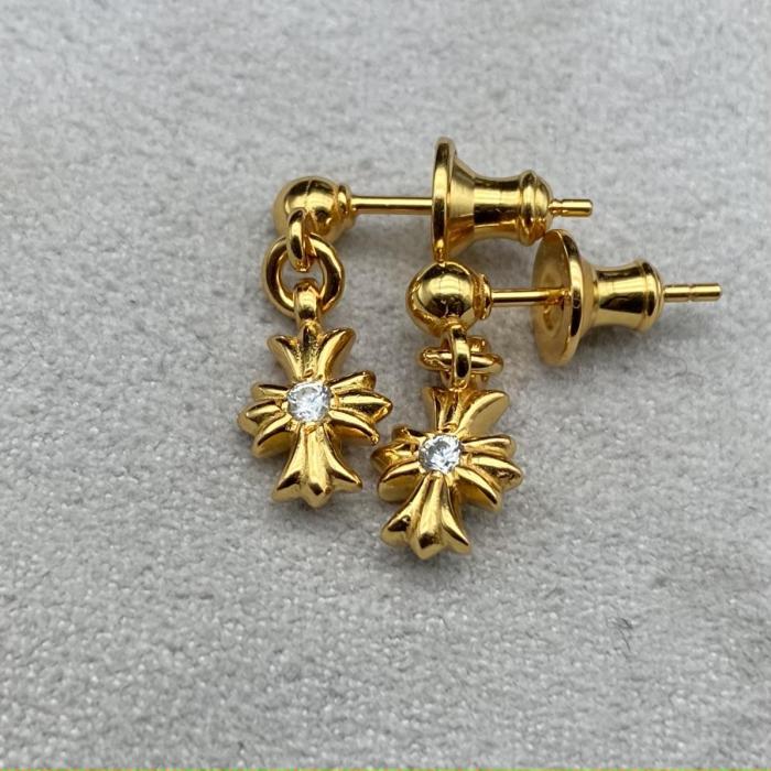 Gold plated small cross earrings