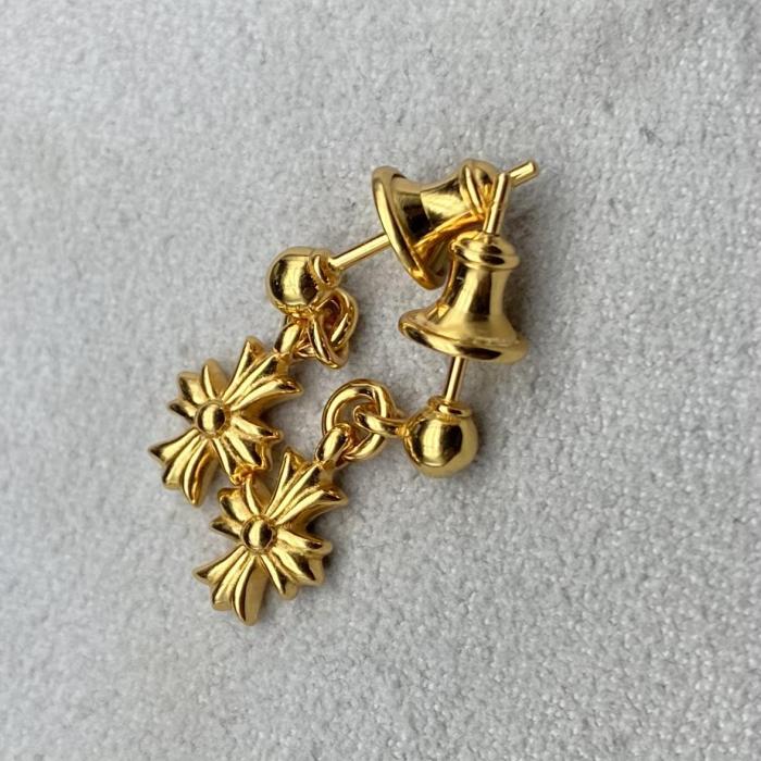 Gold plated small cross earrings